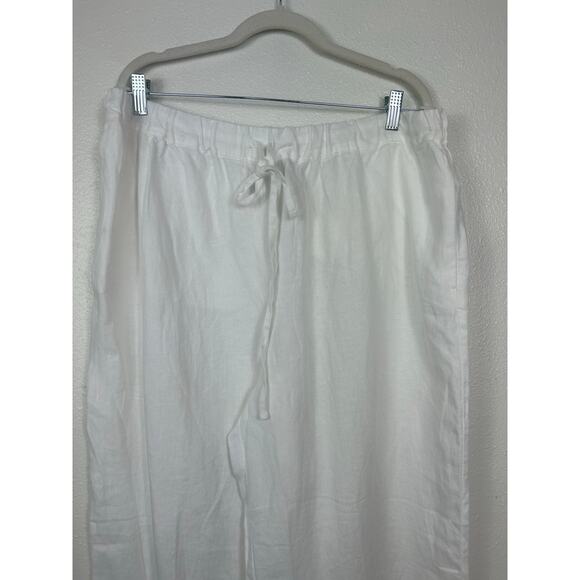 Boden Relaxed Pull On Linen Wide Leg Trousers White Sz 14 - Picture 4 of 7